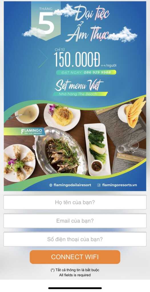 Wifi marketing tại Resort Flamingo Đại Lải