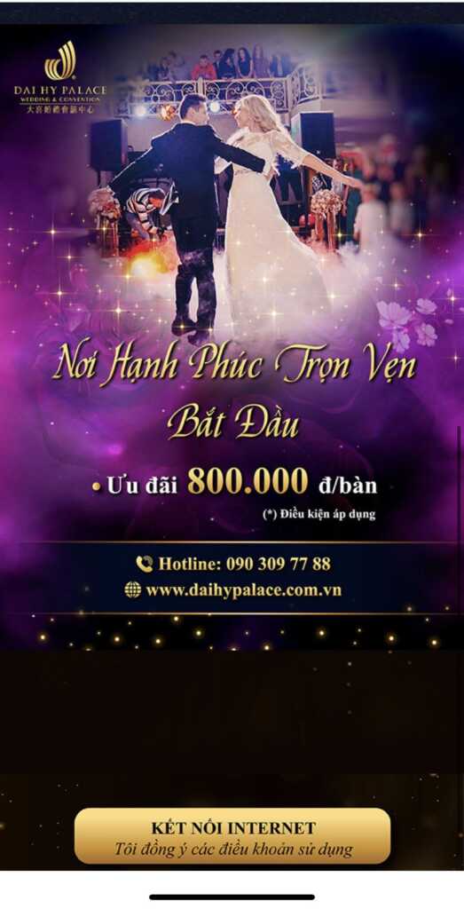 Wifi marketing tại nhà hàng tiệc cưới Đại Hỷ Palace