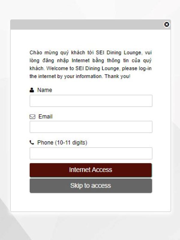 Wifi Marketing tại SEI Dining Lounge