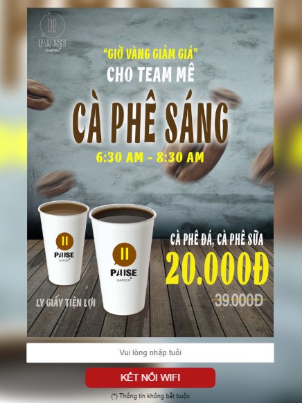 Wifi Marketing tại Pause Garden
